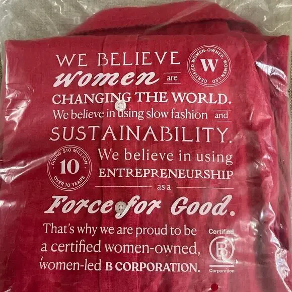 Frank & Eileen Rory Maxi Shirtdress Washed Italian Linen Summer Red Size Large - Picture 14 of 14